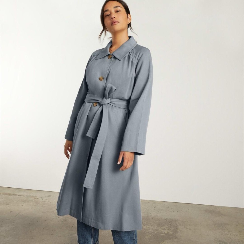 Everlane Slate Blue Trench Coat